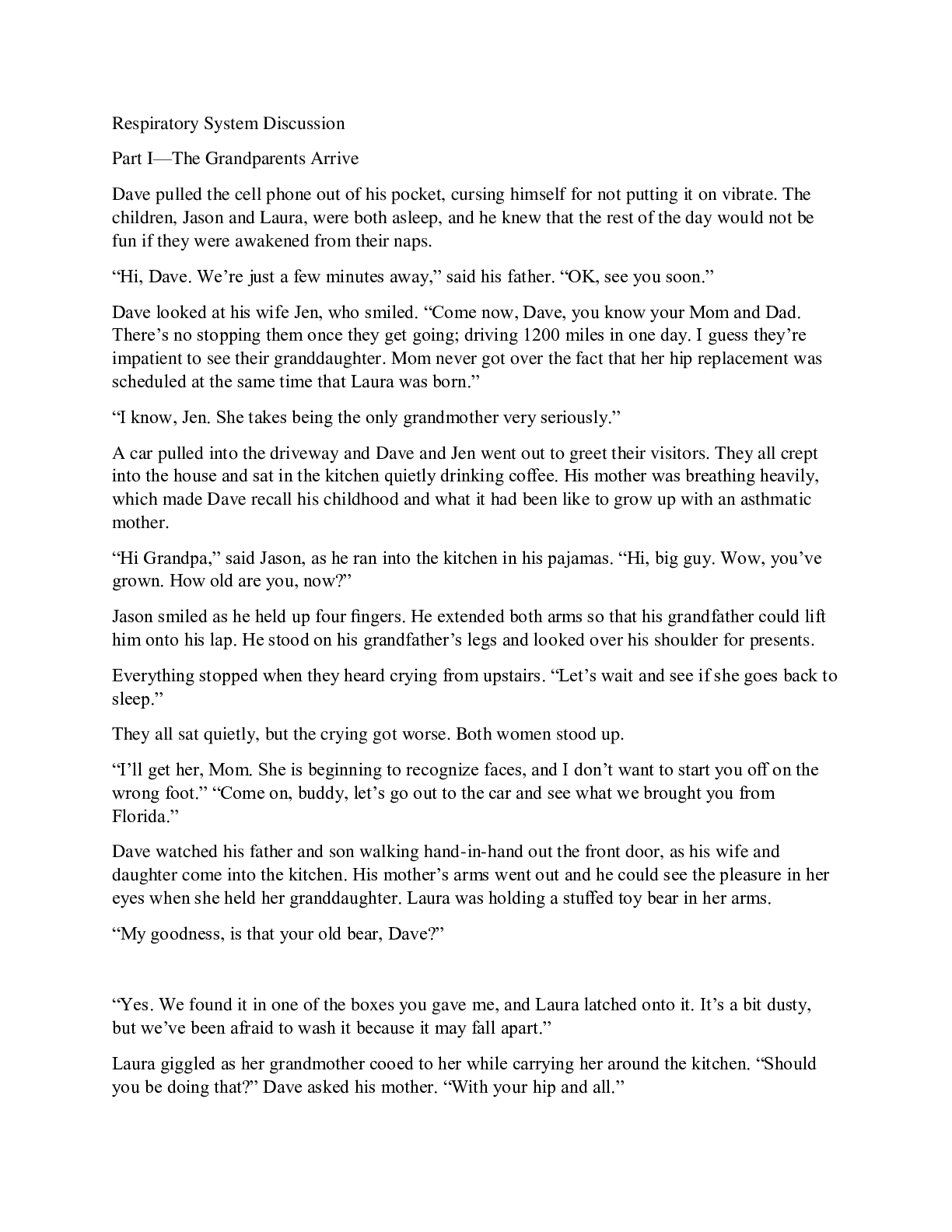Preview image of Respiratory System Discussion document